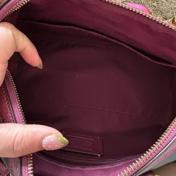 Coach Brown Signature Satchel with Pink Accents and Gold Hardware - Picture 3 of 5